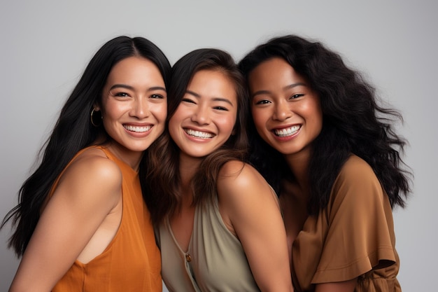 Joyful Multiracial Women on White Background