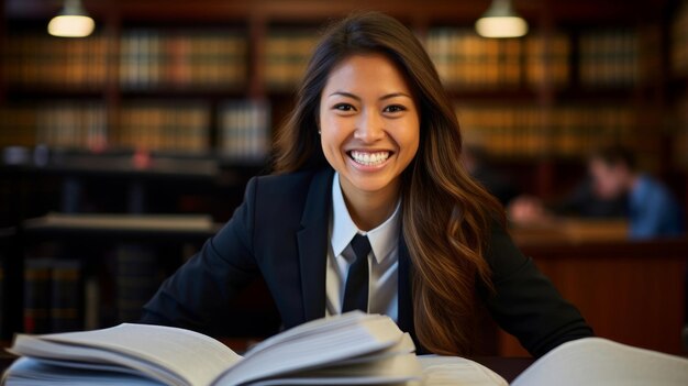 Photo joyful paralegal assisting with legal matters and happiness