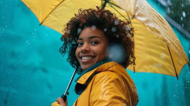 A joyful person twirls an umbrella