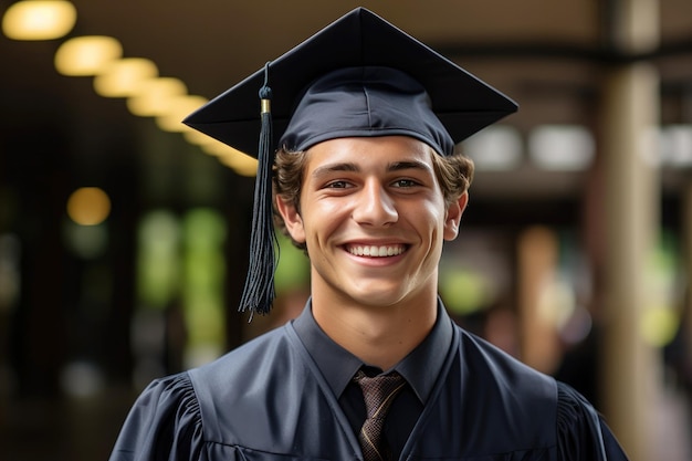 大学卒業生の幸せなポートレート