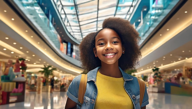 Joyful Shopping Spree Beautiful Teenage Girl in the Mall