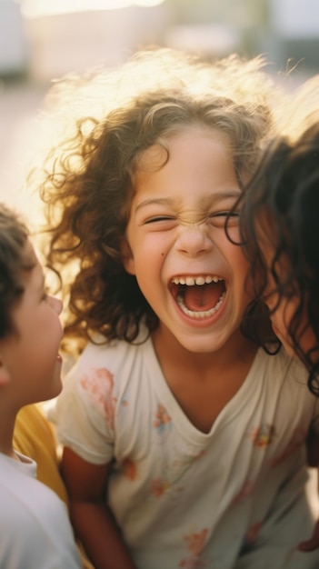 Joyful and smiling children Generative AI