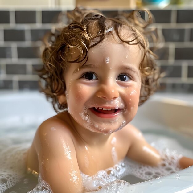 Joyful toddler with chubby cheeks