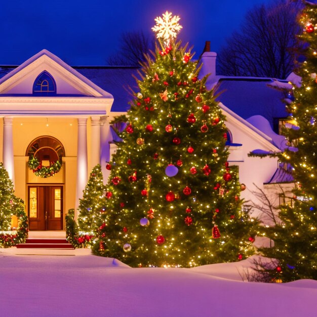 Foto gioioso natale vittoriano strade scintillanti luci scintillanti e allegria festiva in una città magica