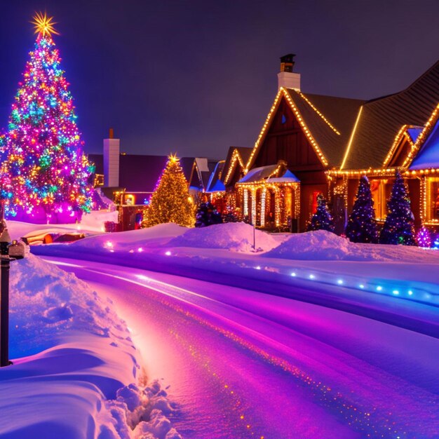 Premium Photo Joyful victorian Christmas sparkling streets twinkling
