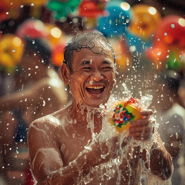 Foto gioioso gioco di palla d'acqua in thailandia