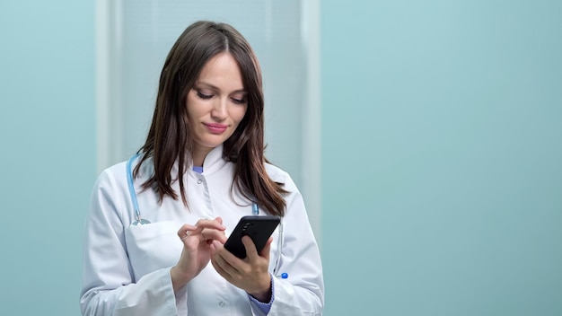 Joyful woman rests chatting with friends on social networks