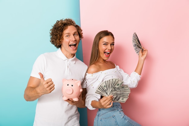 Joyful young couple standing