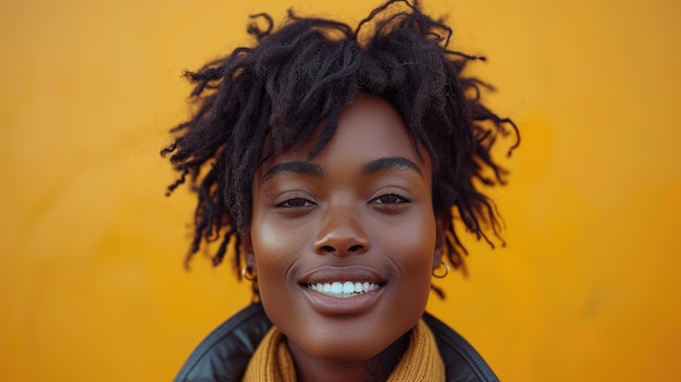 Joyful Young Woman with Beautiful Smile and Stylish Afro