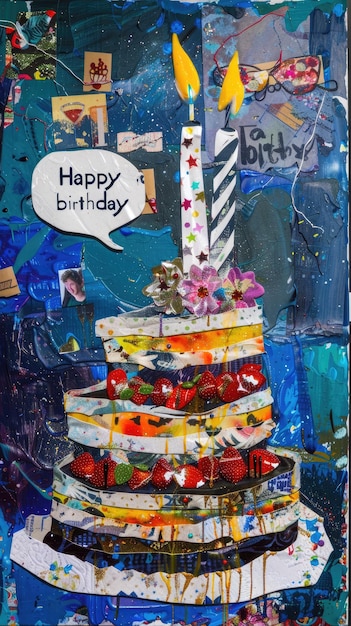 Joyous birthday collage featuring heartfelt text happy birthday vibrant celebration capturing special moments and cherished memories personalized tribute to mark occasion with love and happiness