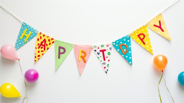 Joyous Celebration Vibrant Happy Birthday Banner on a Clean White Background AR