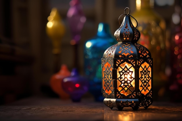 Joyous Ramadan holiday Moroccan ornamental lantern