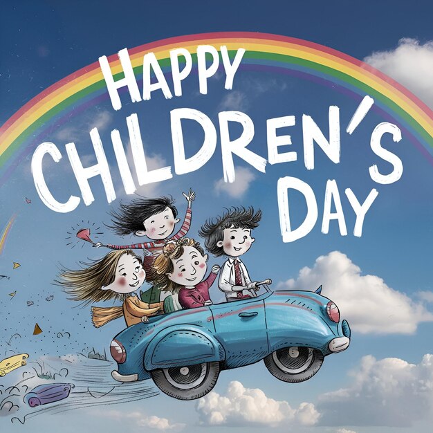 Photo joyride under rainbow childrens day delight