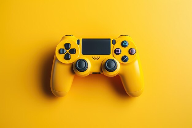 Joystick gaming controller isolated on yellow