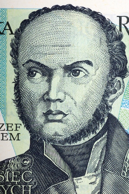 Jozef Bem a portrait from old Polish money