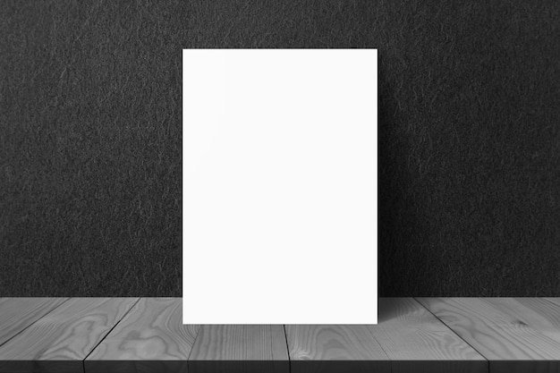 JPG 壁の背景を持つ木の表彰台上の白紙 A4 サイズ