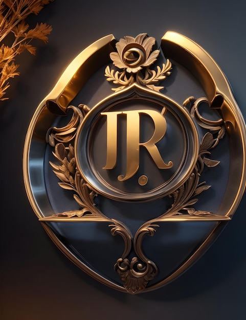 Photo jr logo golden color 3d style