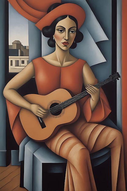 후안 그리스 (Juan Gris) 는 스페인의 플라멘코 예술가 라 아르헨티나 (La Argentinita) 의 아크릴과 오일 페인팅이다.