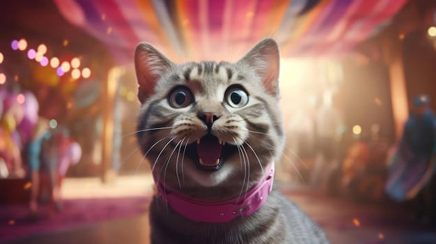 A jubilant cat's face reflects a pleasant astonishment