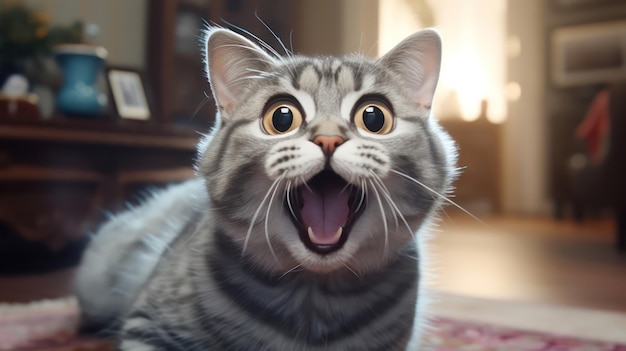 A jubilant cat's face reflects a pleasant astonishment