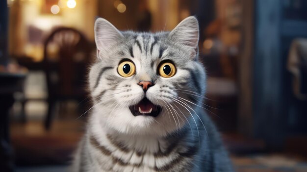 A jubilant cat's face reflects a pleasant astonishment