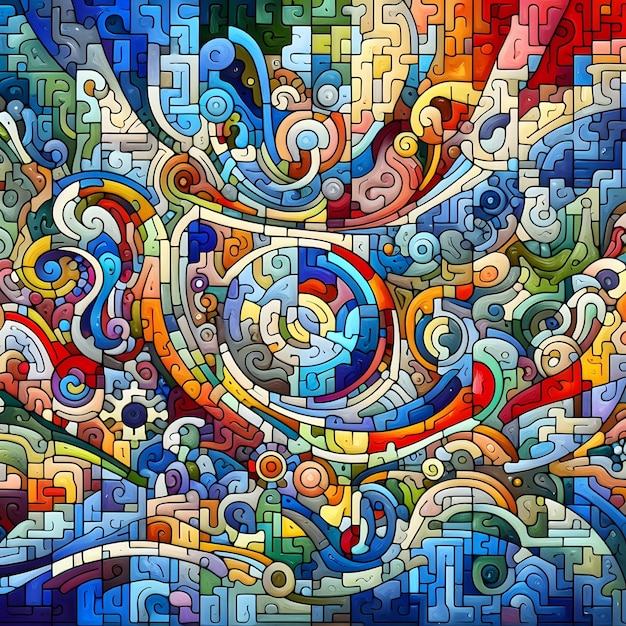 Jubilant Jigsaw abstract colorful shapes fitting together like puzzle background