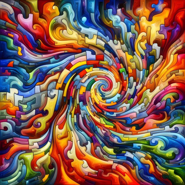 Jubilant Jigsaw abstracte kleurrijke vormen die samenkomen als een puzzel achtergrond