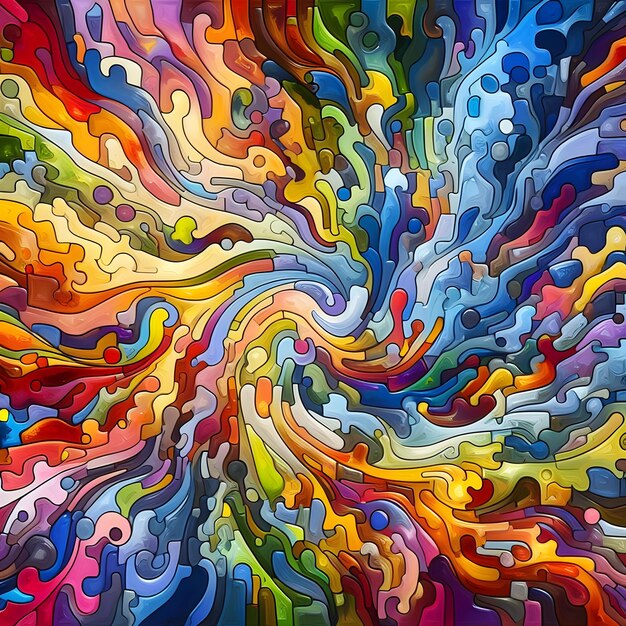 Jubilant Jigsaw abstracte kleurrijke vormen die samenkomen als een puzzel achtergrond