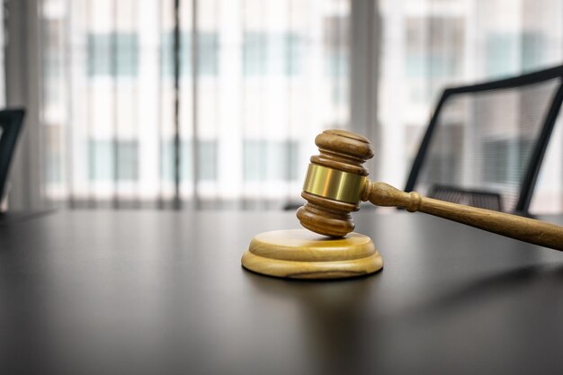 Judge gavel hammer on Lawyer desk