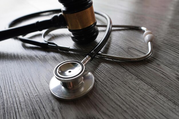 Judge gavel and stethoscope Medical jurisprudence and medical law concept