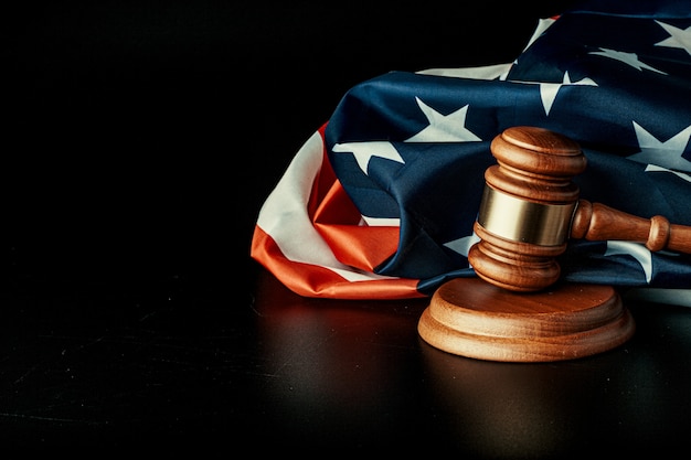 judge gavel and usa flag