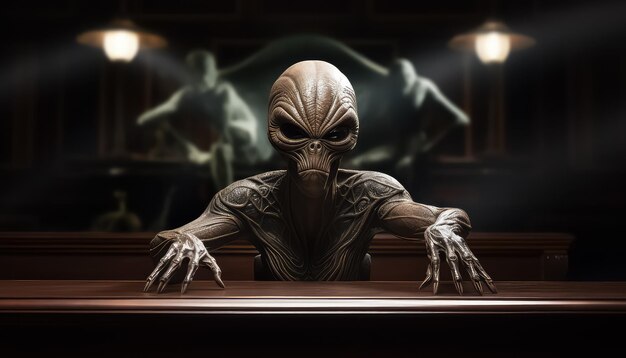 법정에서 휴머노이드 외계인 판사