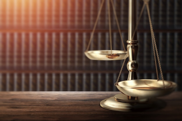 Photo judge's gavel on wooden background, top view