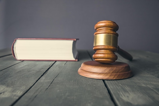 Judge with book on desk