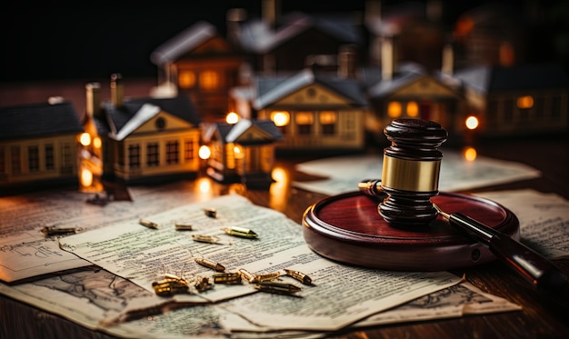 Photo judges gavel on wooden table