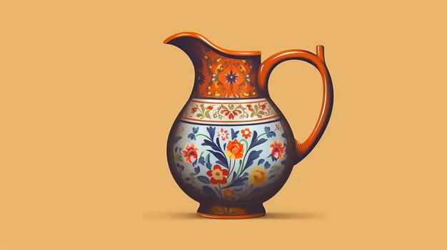 A jug with a floral pattern on it