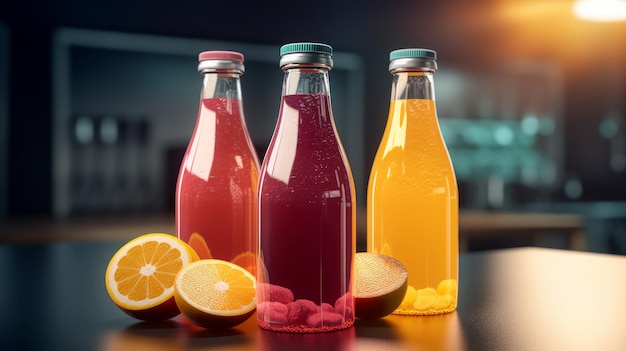 Juice bottles Illustration AI GenerativexA