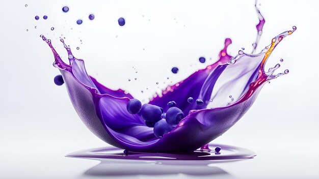 Juice Of Butterfly Pea mixed lemon juice splashing isolate white background