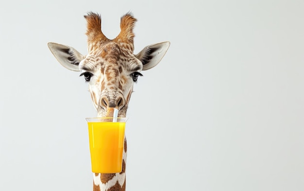 A Juice Container Clutched by a Giraffe isolated on transparent Background