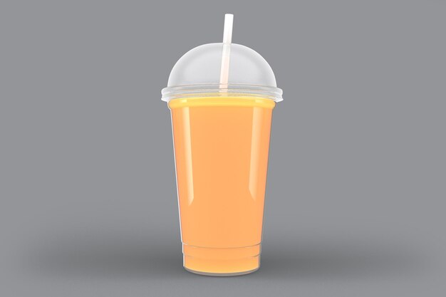 Juice Cup With a Lid Front Side In White Background