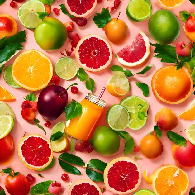 Juice and fruits background very cool