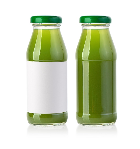 Juice in an insulated glass bottle with an empty label and without with clipping path