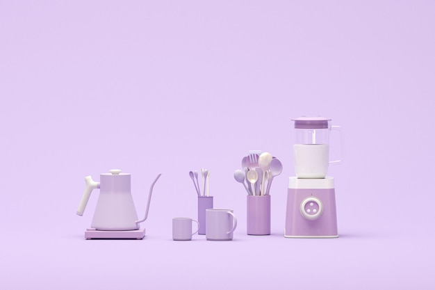 Juice keuken blender machine op pastel paarse kleur Kleine elektrische keukenapparatuur