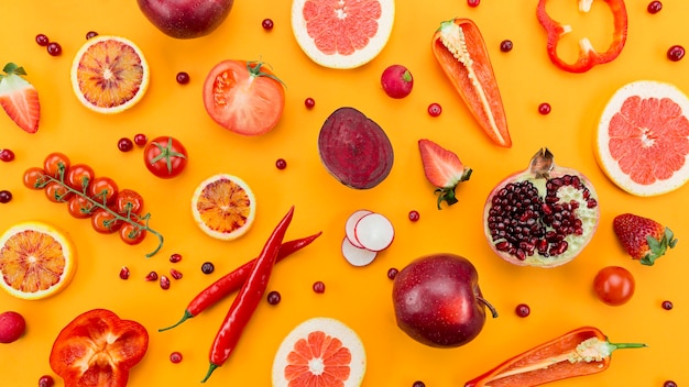 Photo juice and smoothie ingredients flat lay