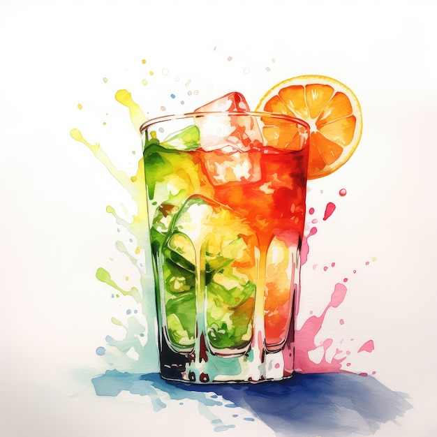 Juice watercolor illustration generative ai