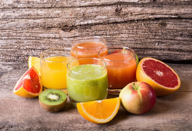 Juice with fruits kiwi grapefruit apple orange