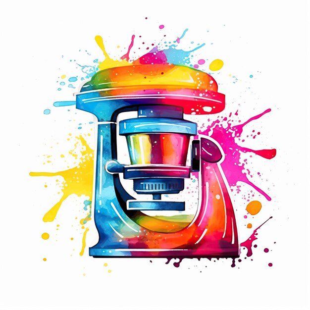 Photo juicer colorful art style white background high qua