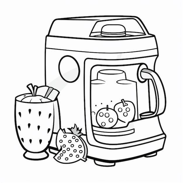 Foto i bambini di juicer imparano a disegnare a mano un libro da colorare kawaii line art