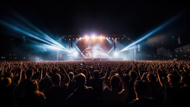 Foto juichende menigte bij een rockconcert