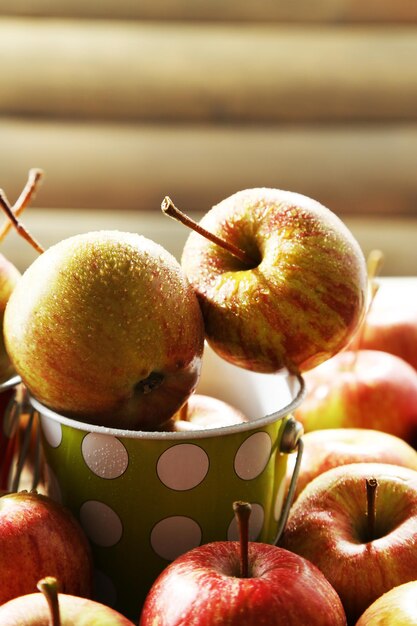 Photo juicy apples closeup